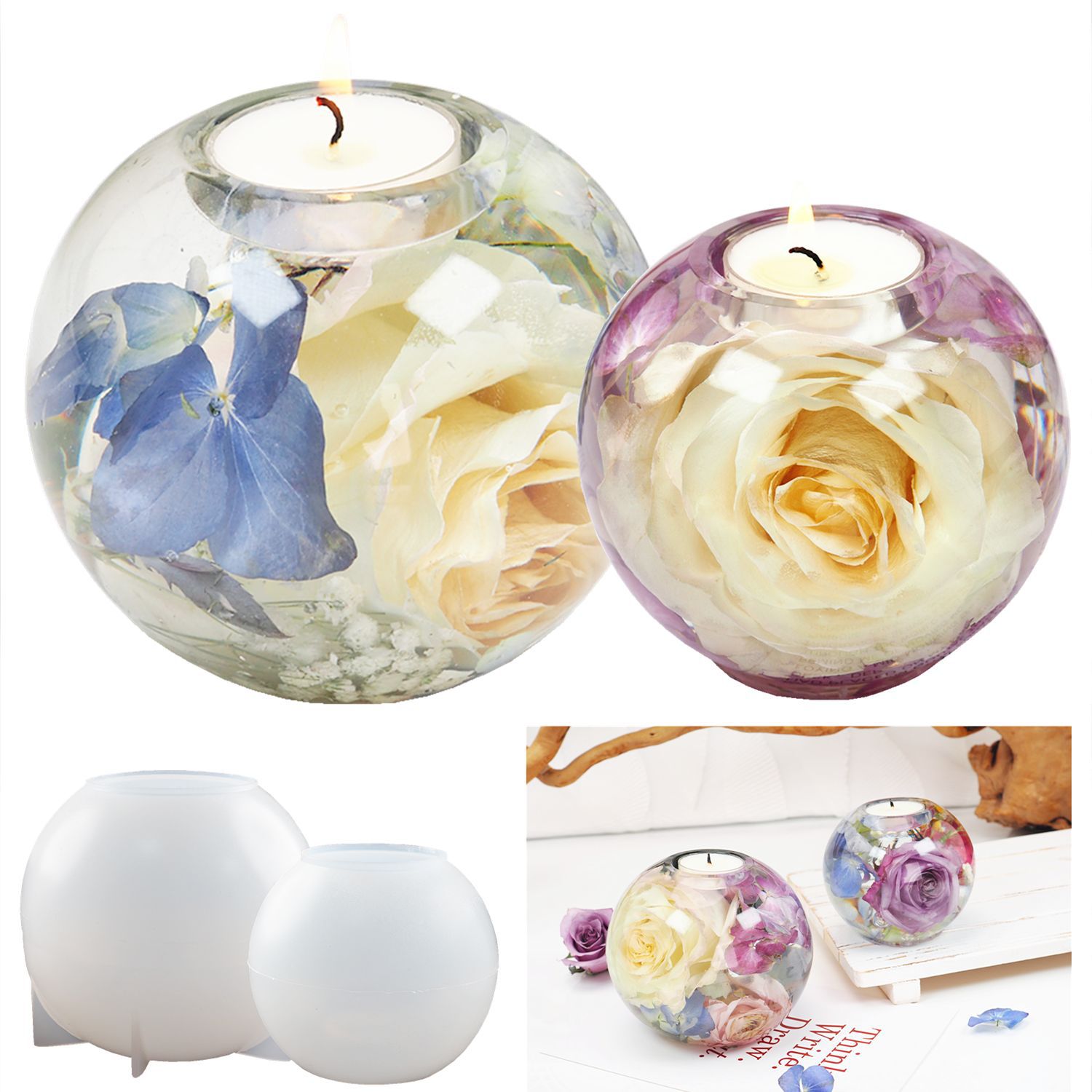 DIY Crystal Epoxy Resin Mold S - Candle Holder Supplies reseña y precio
