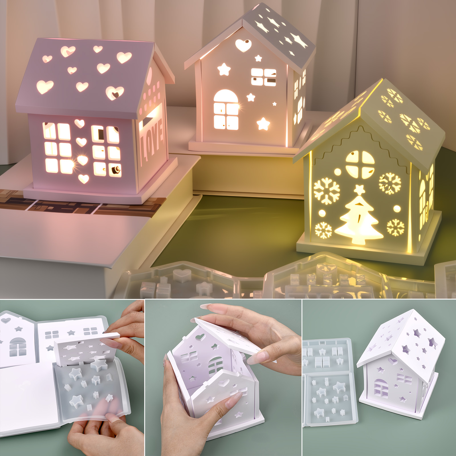 3D House Silicone Mold DIY Chr - Candle Holder Supplies reseña y precio