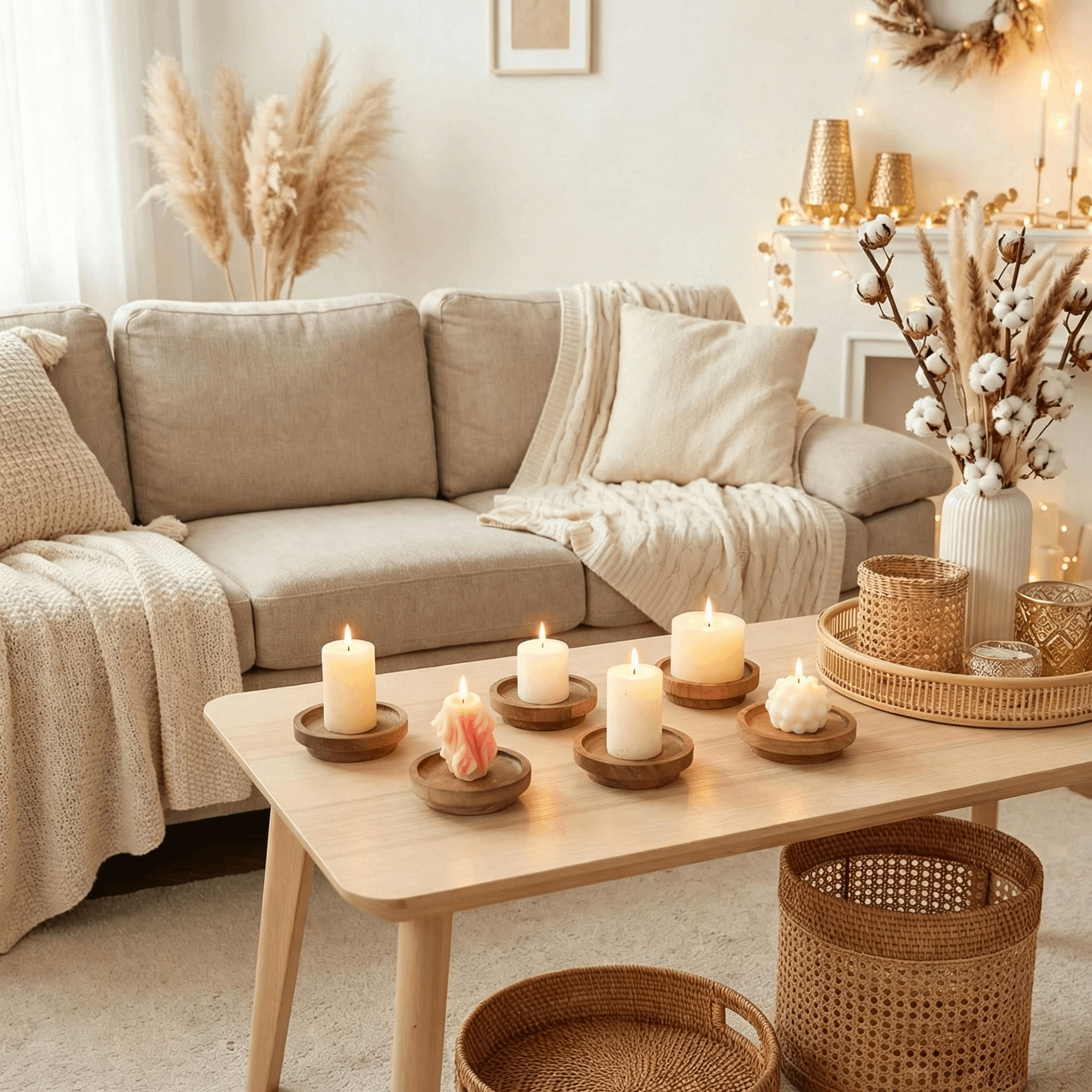 Wooden Round Serving Tray Cand - Candle Holder Supplies reseña y precio