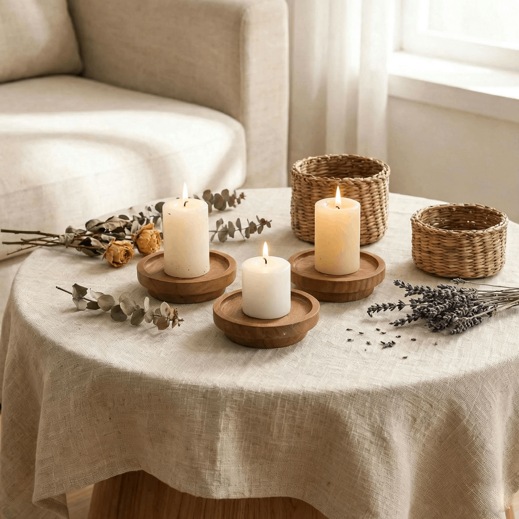 Wooden Round Serving Tray Cand - Candle Holder Supplies reseña y precio